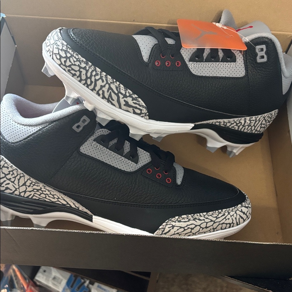Jordan 3 Black and Gray Mid Football cleat 11.5